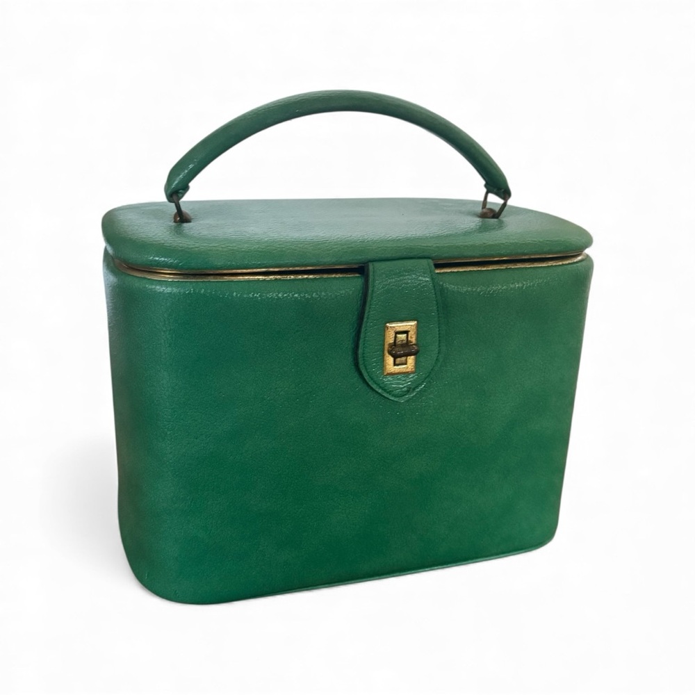 Celebrity NY Cosmetic Overnight Train Suitcase Green, Vintage 1960s